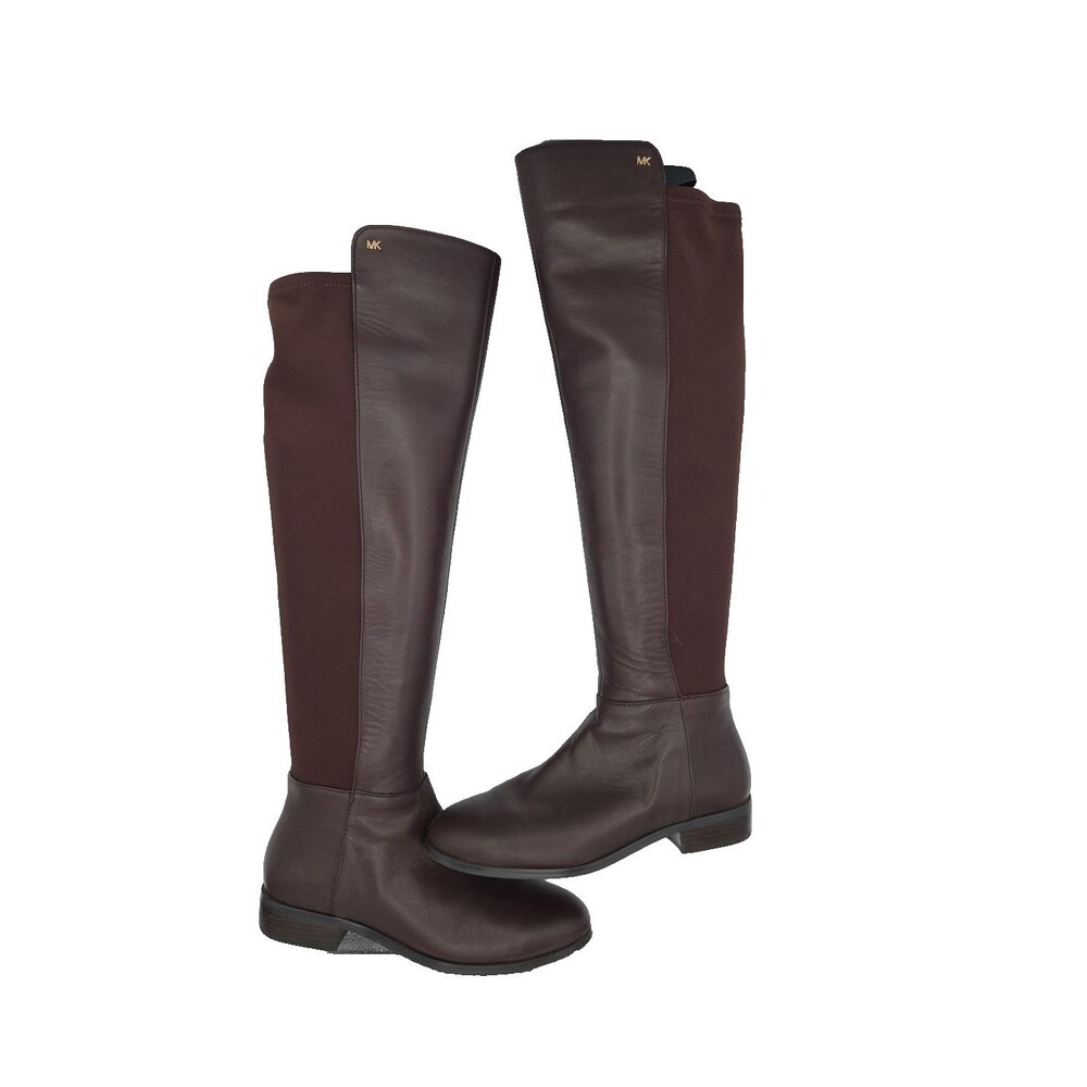 MICHAEL Michael Kors Bromley Flat Tall Leather Boots Brown Women's Size 5.5